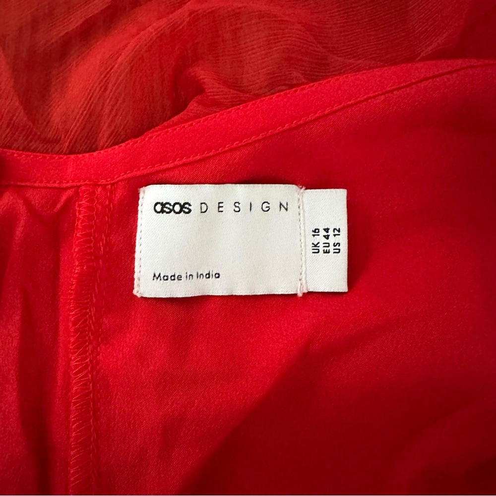 ASOS Red Ruffle Mini Dress, Size US 12 - Picture 6 of 7